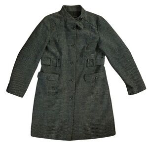 Banana Republic Womens Black White Micro Pattern Wool Blend Car Coat Jacket L